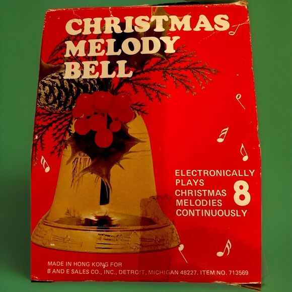 Vintage Working Christmas Melody Bell Decor Plays 8 Holiday Songs Original‎ Box! - Picture 7 of 7